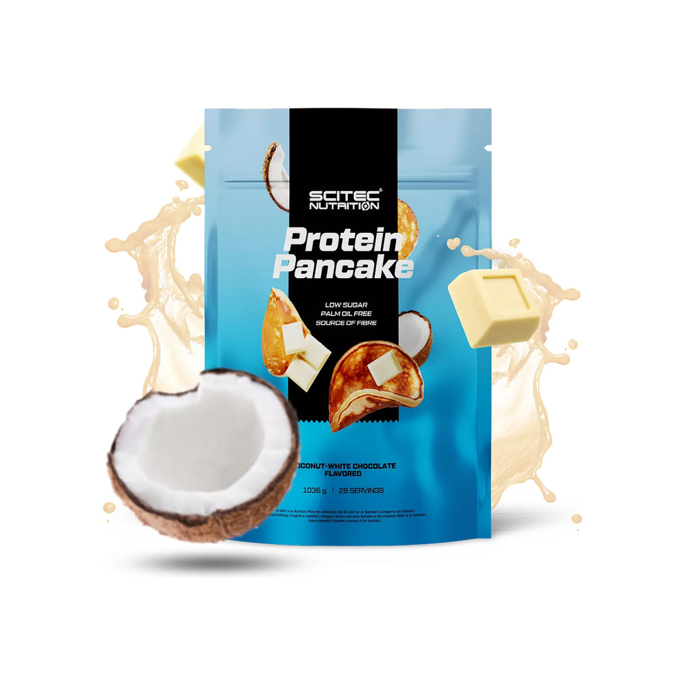 Protein Pancake Scitec Nutrition 1036g Coco e Chocolate Branco – frente da embalagem