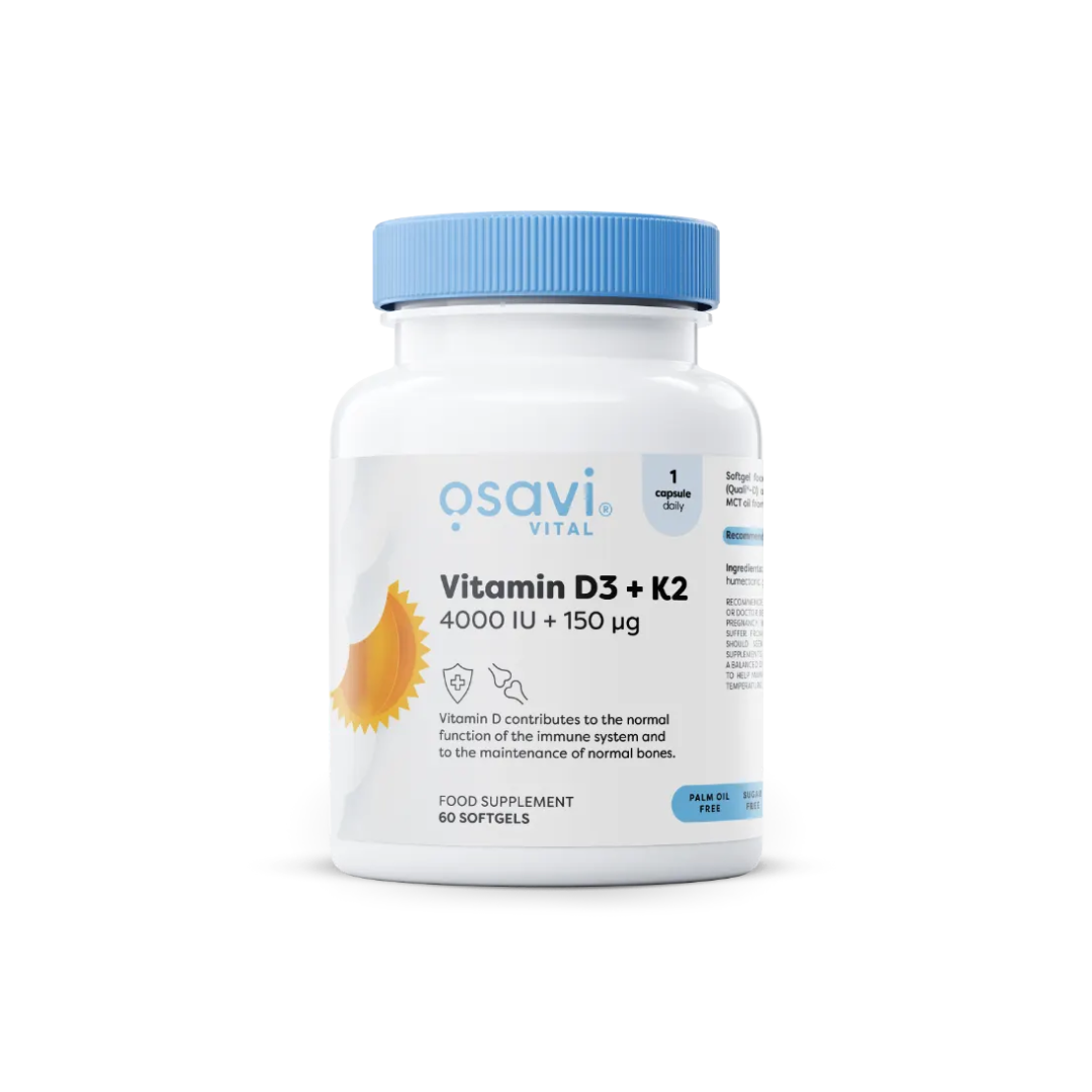 Vitamina D3 + K2 - 4000IU + 150mcg - 60 Cápsulas - Osavi - 60 Cápsulas - Vitamina
