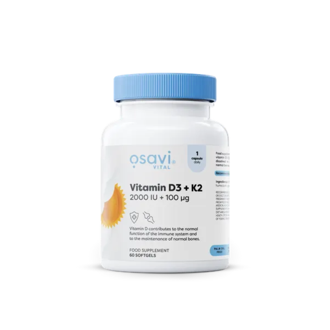 Vitamina D3 + K2 - 2000IU + 100mcg - 60 Cápsulas - Osavi