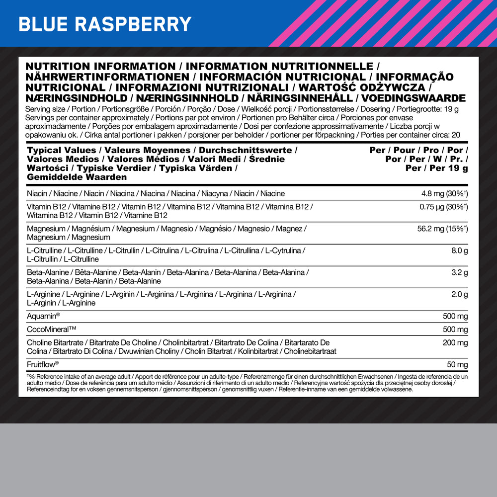 Platinum Pump Pré-Workout (Sem Cafeína) - 380g - Framboesa Azul - Pré-Treino