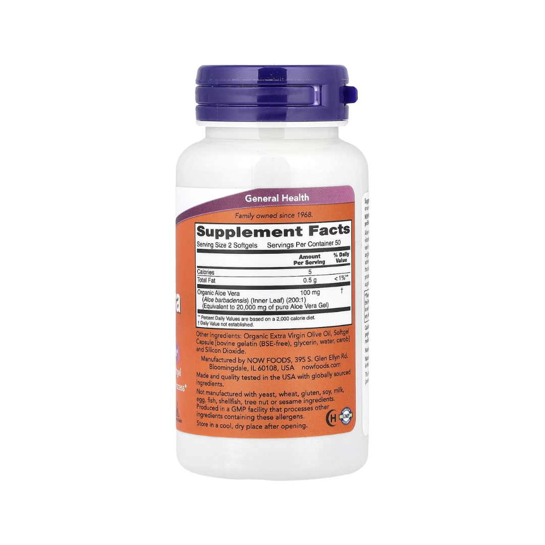 Aloe Vera Gels - 100 Cápsulas - NOW Foods