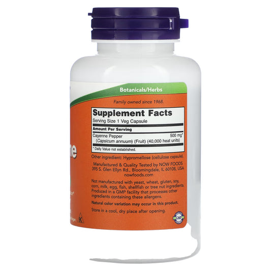 Caiena 500mg - NOW Foods - 100 cápsulas