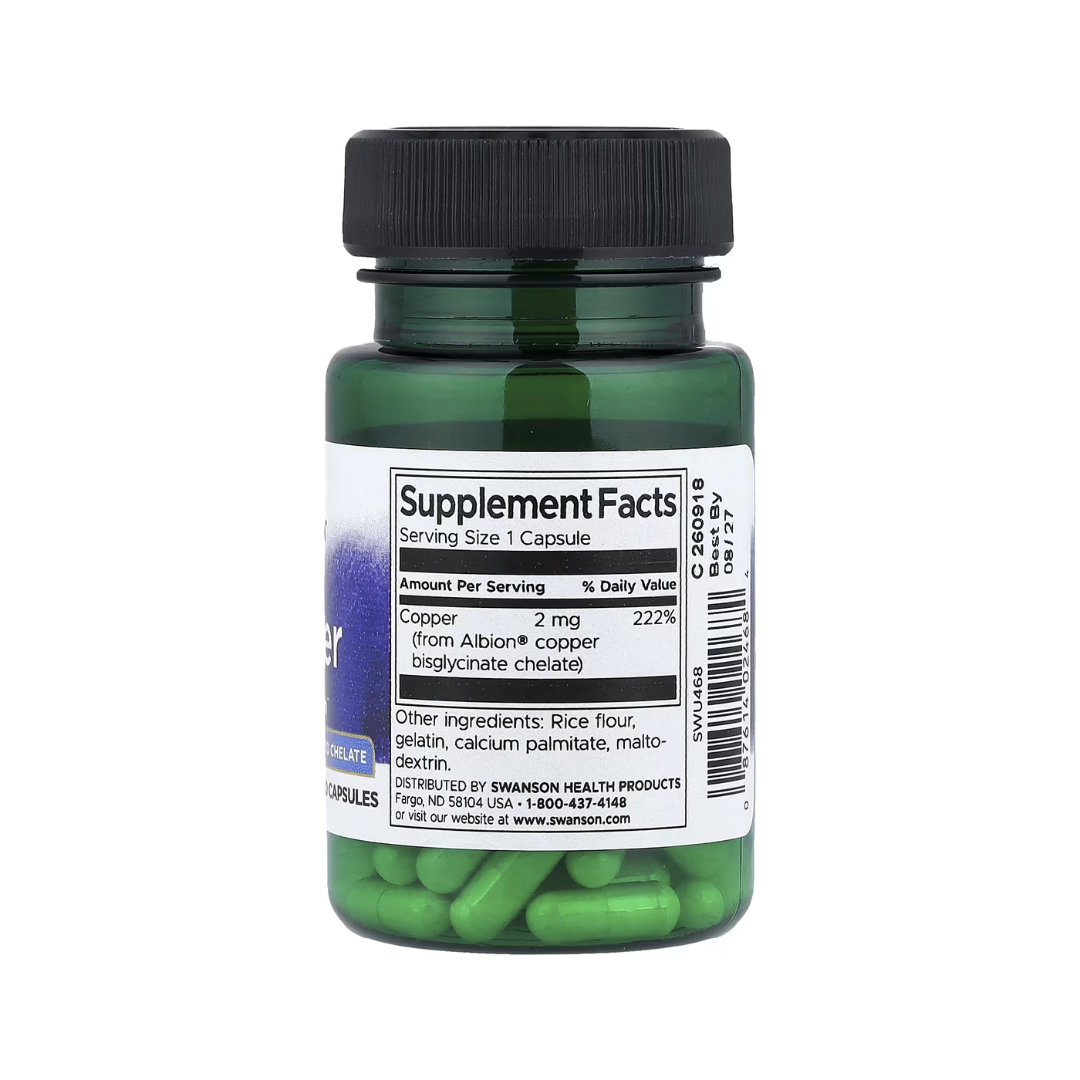 Cobre Albion, 2mg - 60 Cápsulas - Swanson
