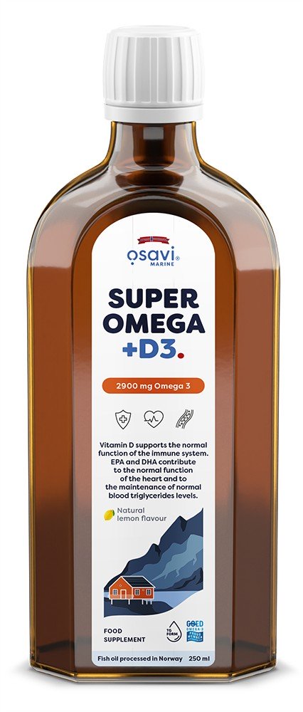 Óleo de Fígado de Bacalhau + D3, 1000 Omega 3 (limão) - Osavi - 250ml