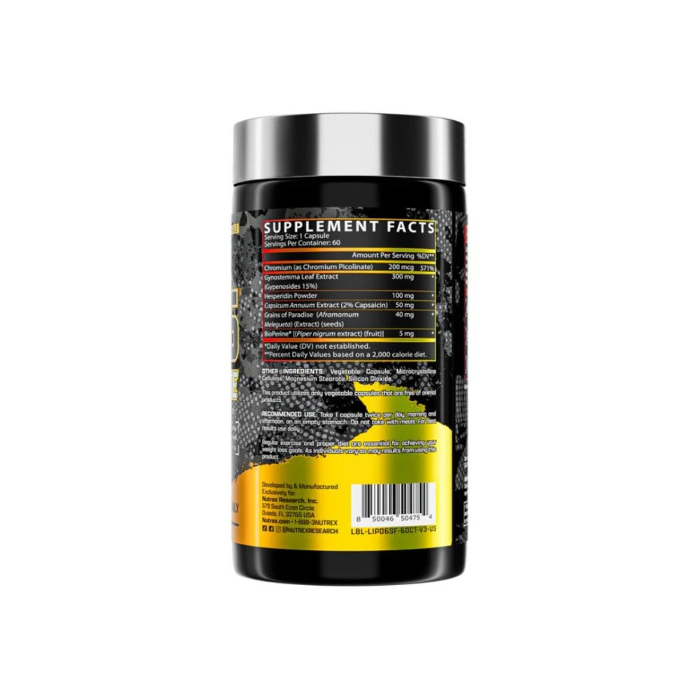 Lipo 6 Black Stim-Free - 60 Cápsulas - Nutrex - Termogénico