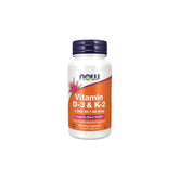 Vitamina D3 + K2, 1000 IU / 45 mcg – NOW Foods – 120 Cápsulas
