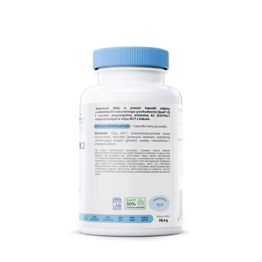 Vitamina D3 + K2 - 4000IU + 150mcg - 120 Cápsulas - Osavi