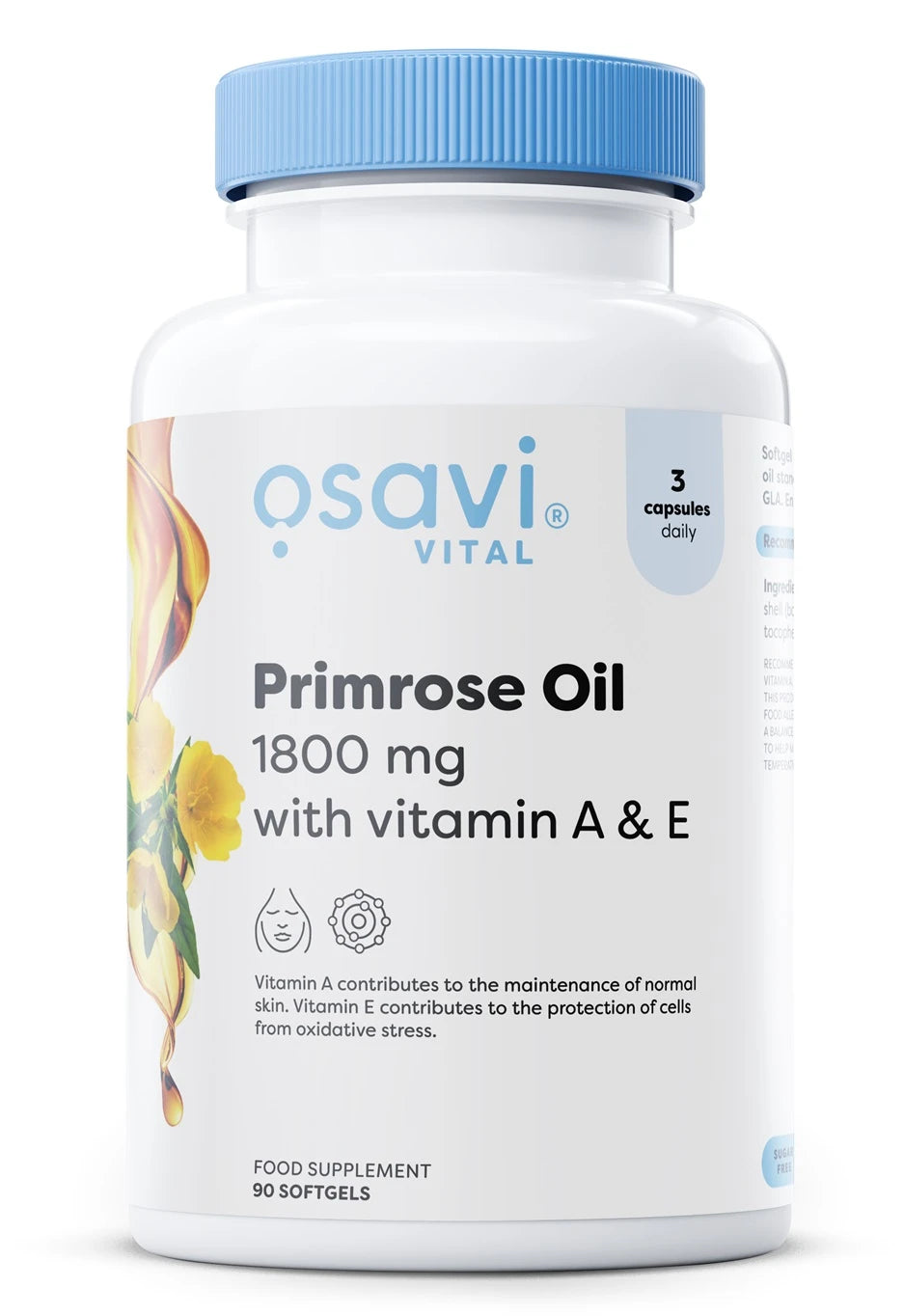 Óleo de Prímula 1800mg com Vitamina A e E - 90 Cápsulas - Osavi - Vitamina
