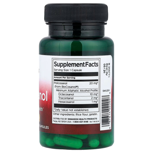 Swanson, Policosanol 20mg, 60 Cápsulas