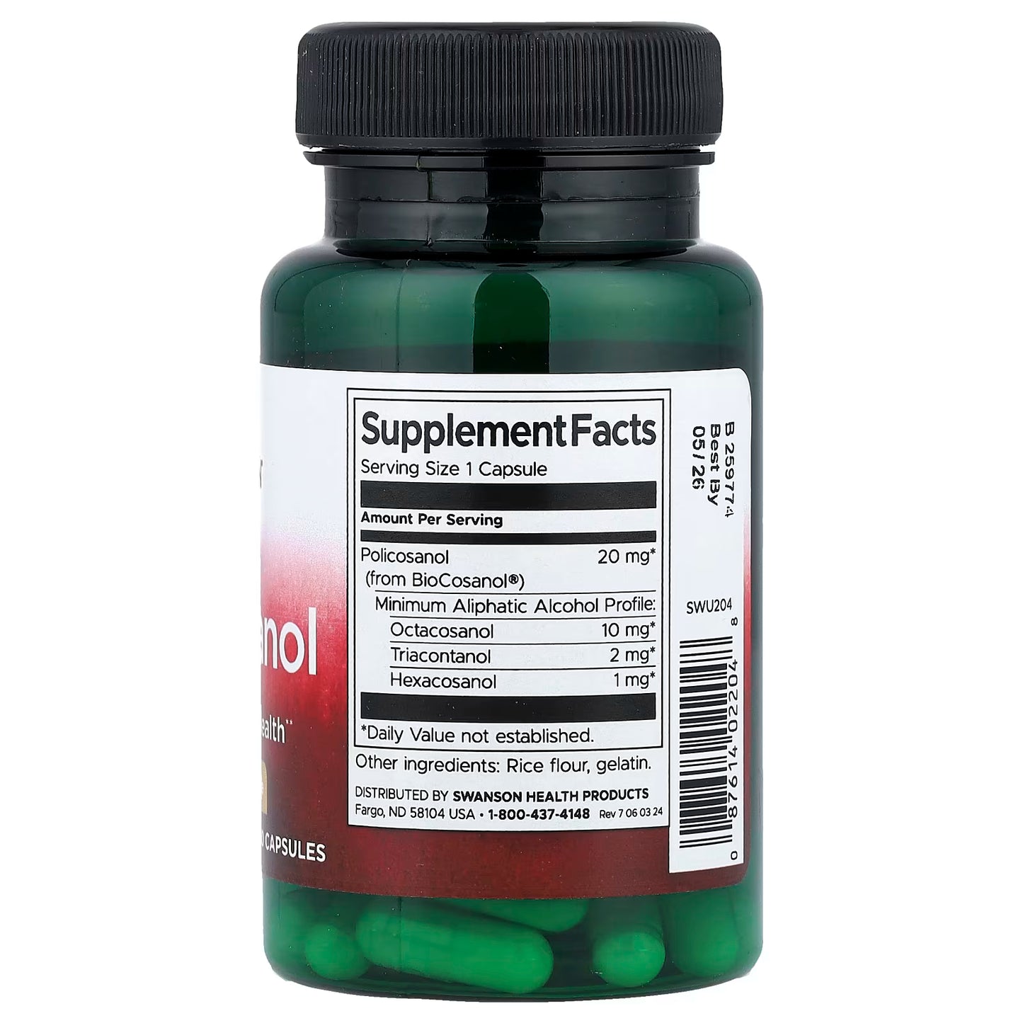 Swanson, Policosanol 20mg, 60 Cápsulas