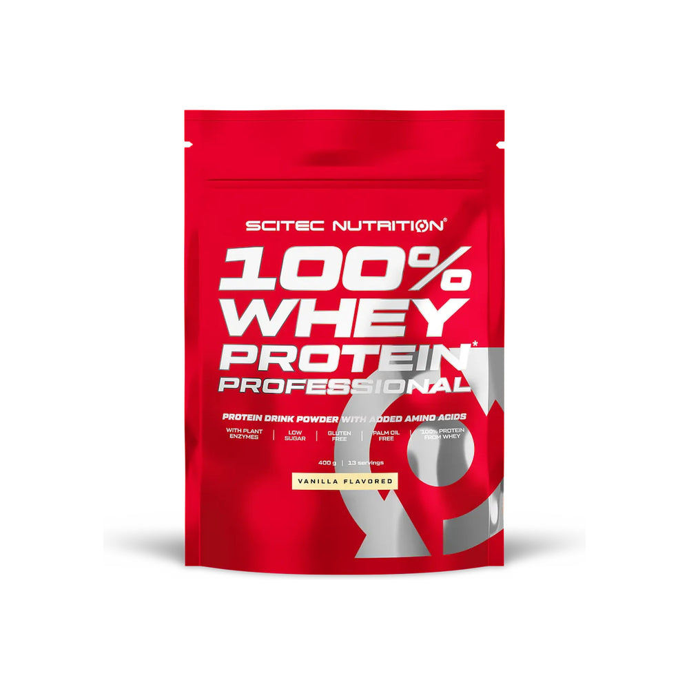 100% Whey Protein Professional Scitec Nutrition 400 g Baunilha – frente da embalagem
