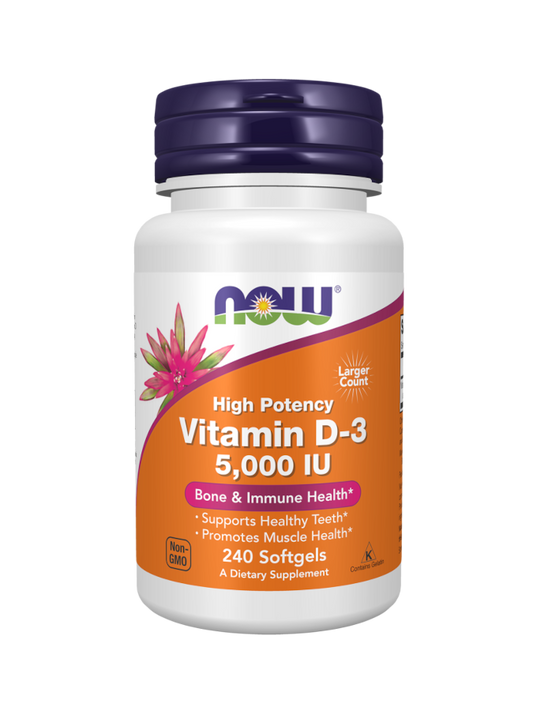 Vitamina D3 5000 IU - 240 Cápsulas - NOW Foods