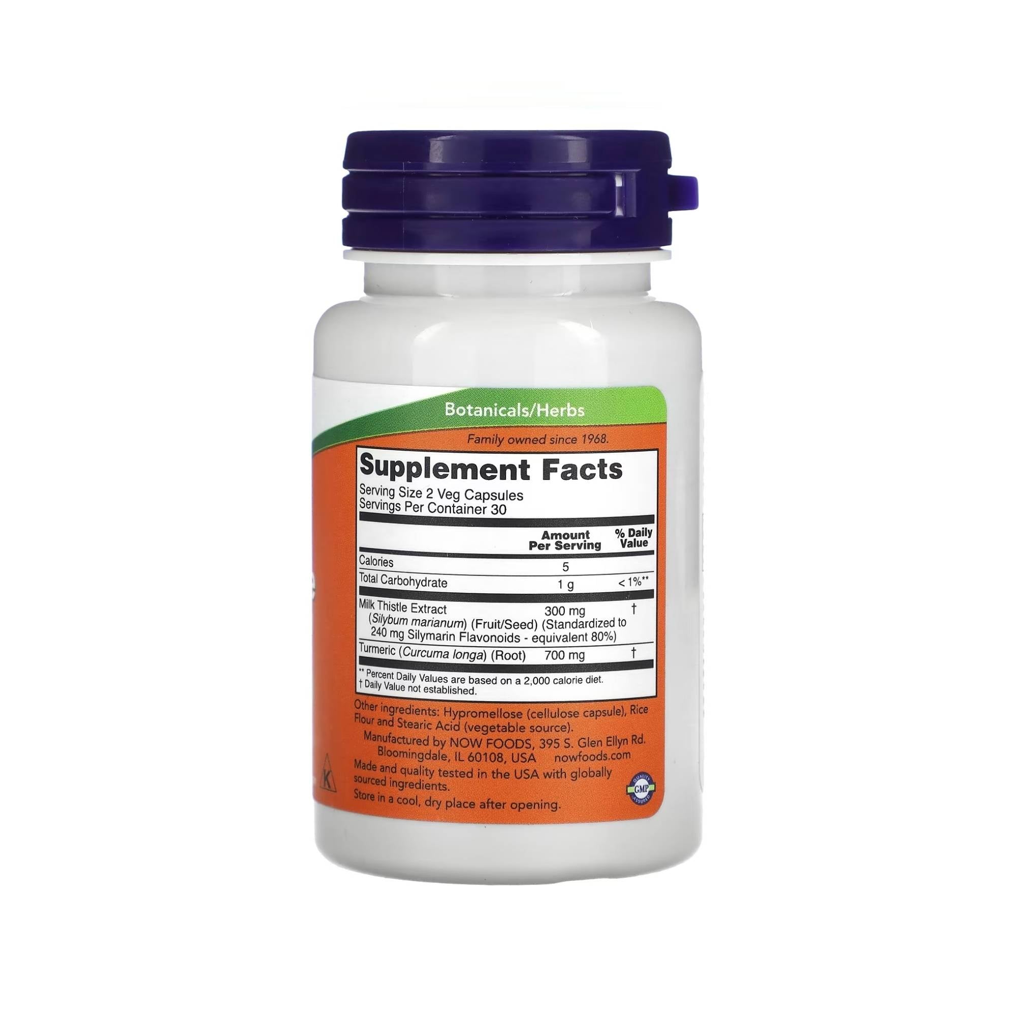 Extrato de Cardo-Mariano (Milk Thistle) com Cúrcuma 150mg – NOW Foods – 60 Cápsulas