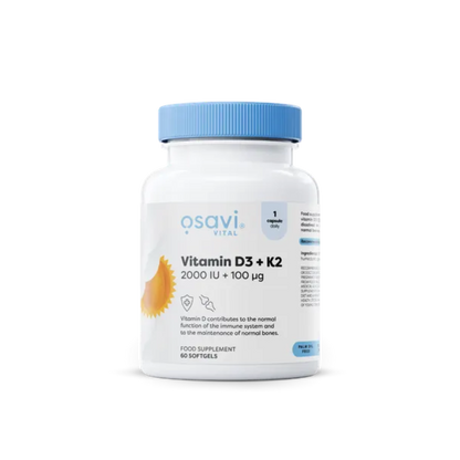 Vitamina D3 + K2 - 2000IU + 100mcg - 60 Cápsulas - Osavi