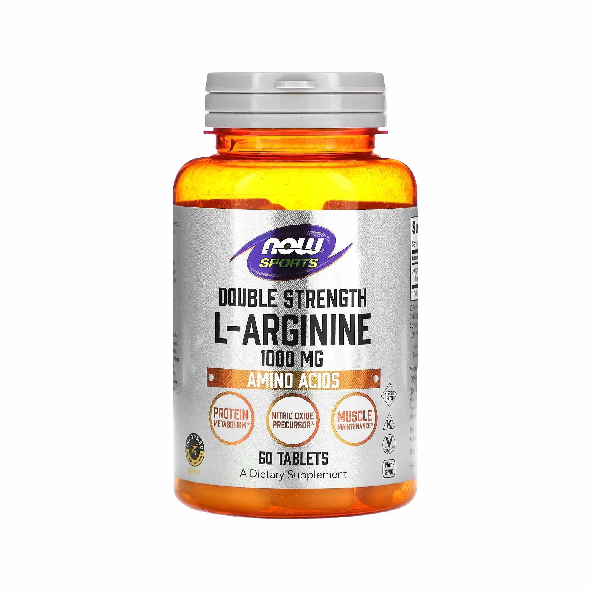 L-Arginina – NOW Sports – 1000mg – 60 Comprimidos