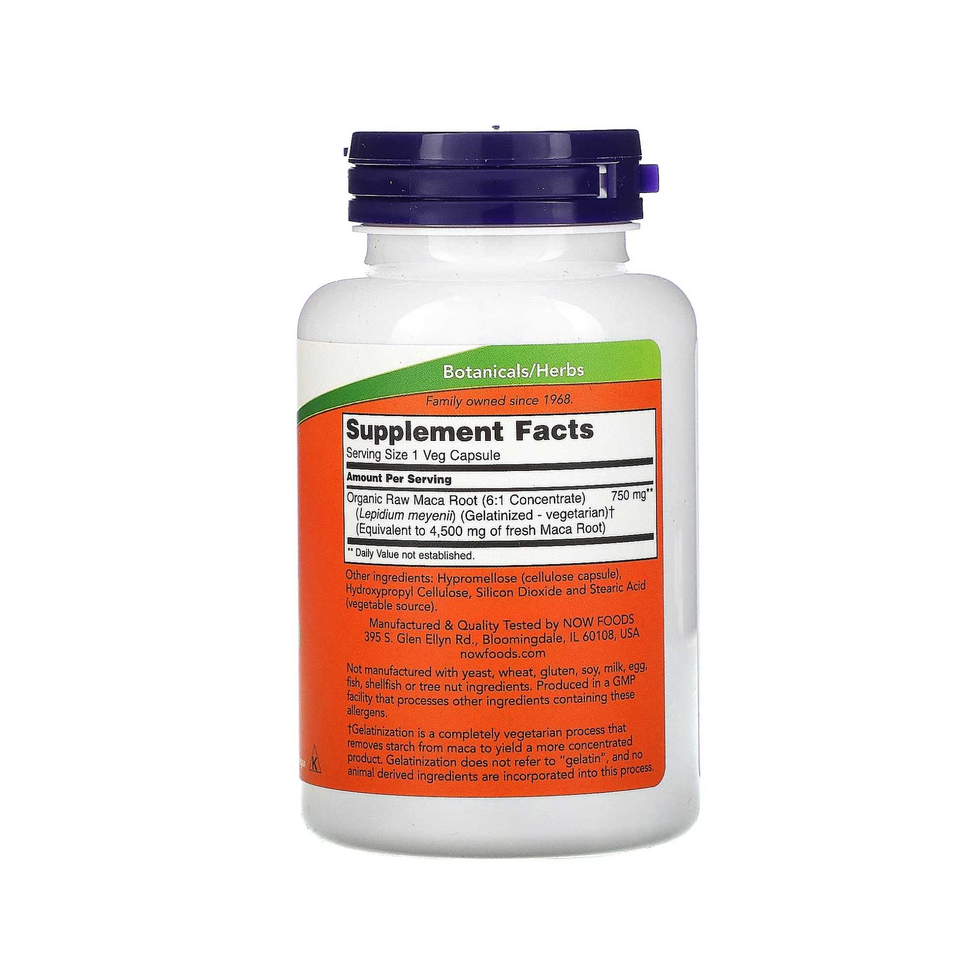 Maca Crua 750 mg - NOW Foods - 90 cápsulas