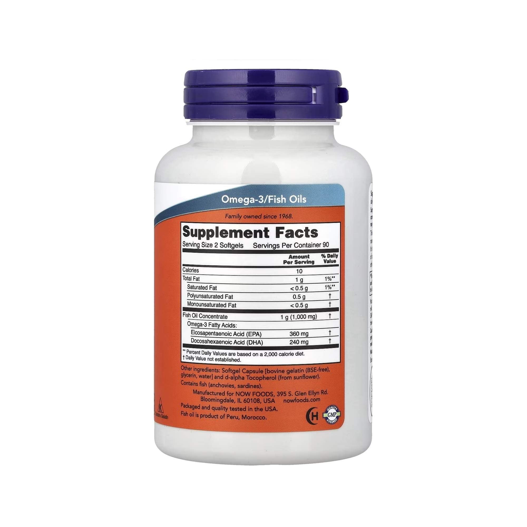 Omega 3 Mini Gels 1000mg - NOW Foods - 180 cápsulas