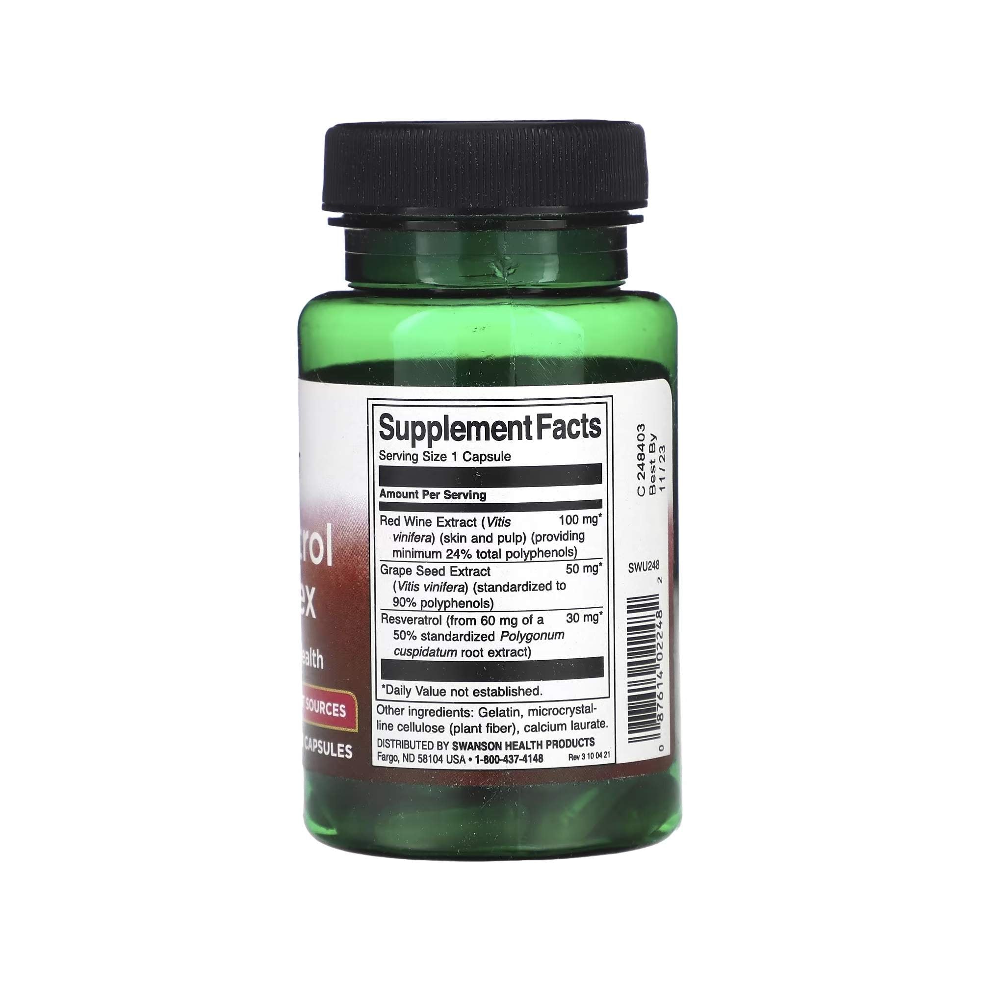 Complexo Resveratrol 180mg - Swanson - 60 Cápsulas