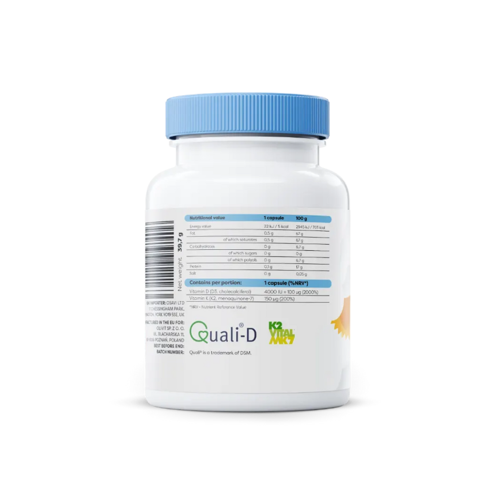 Vitamina D3 + K2 - 4000IU + 150mcg - 60 Cápsulas - Osavi - 60 Cápsulas - Vitamina