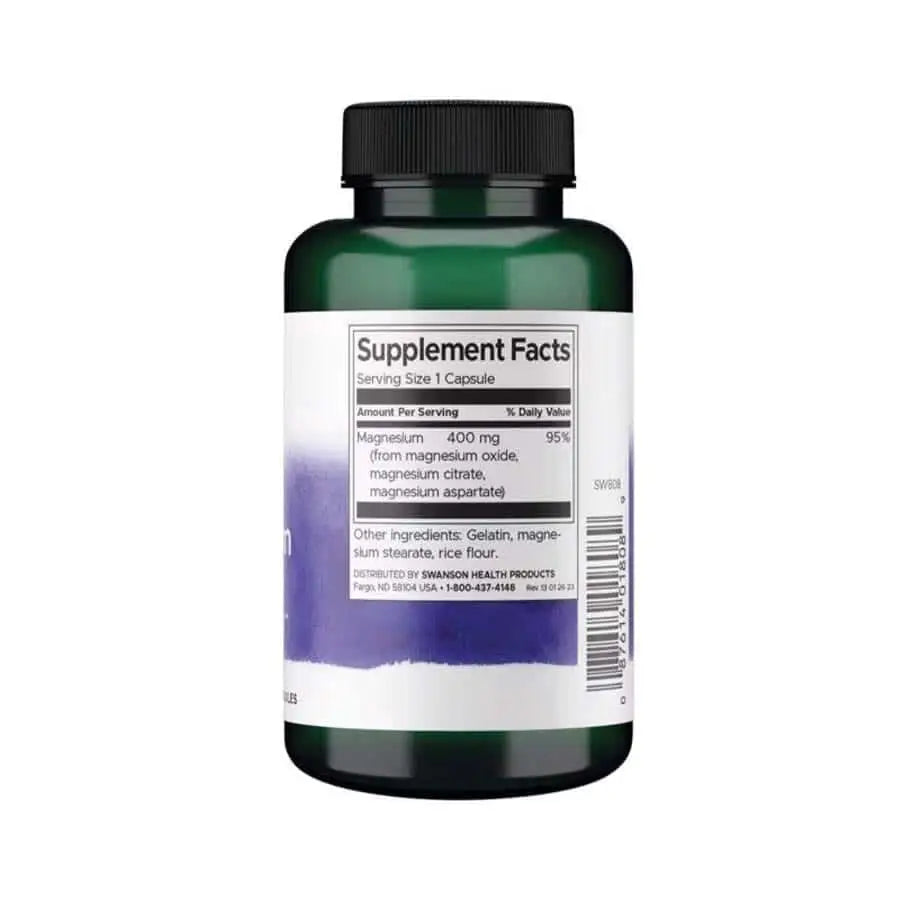 Complexo de Magnésio Triplo 400mg - 100 Cápsulas - Swanson - Minerais