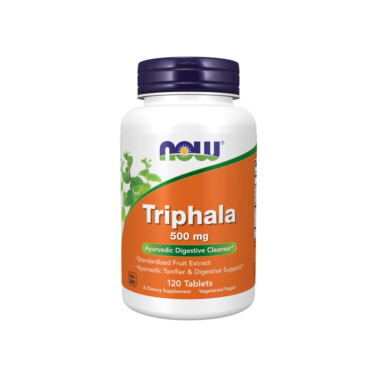 Triphala 500mg NOW Foods 120 comprimidos – frente do frasco