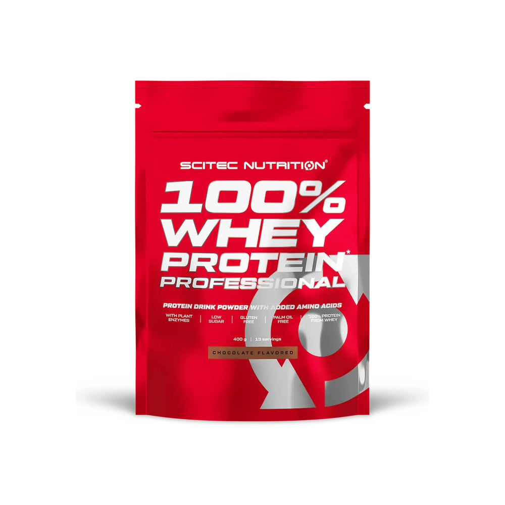 100% Whey Protein Professional Scitec Nutrition 400 g Chocolate – frente da embalagem