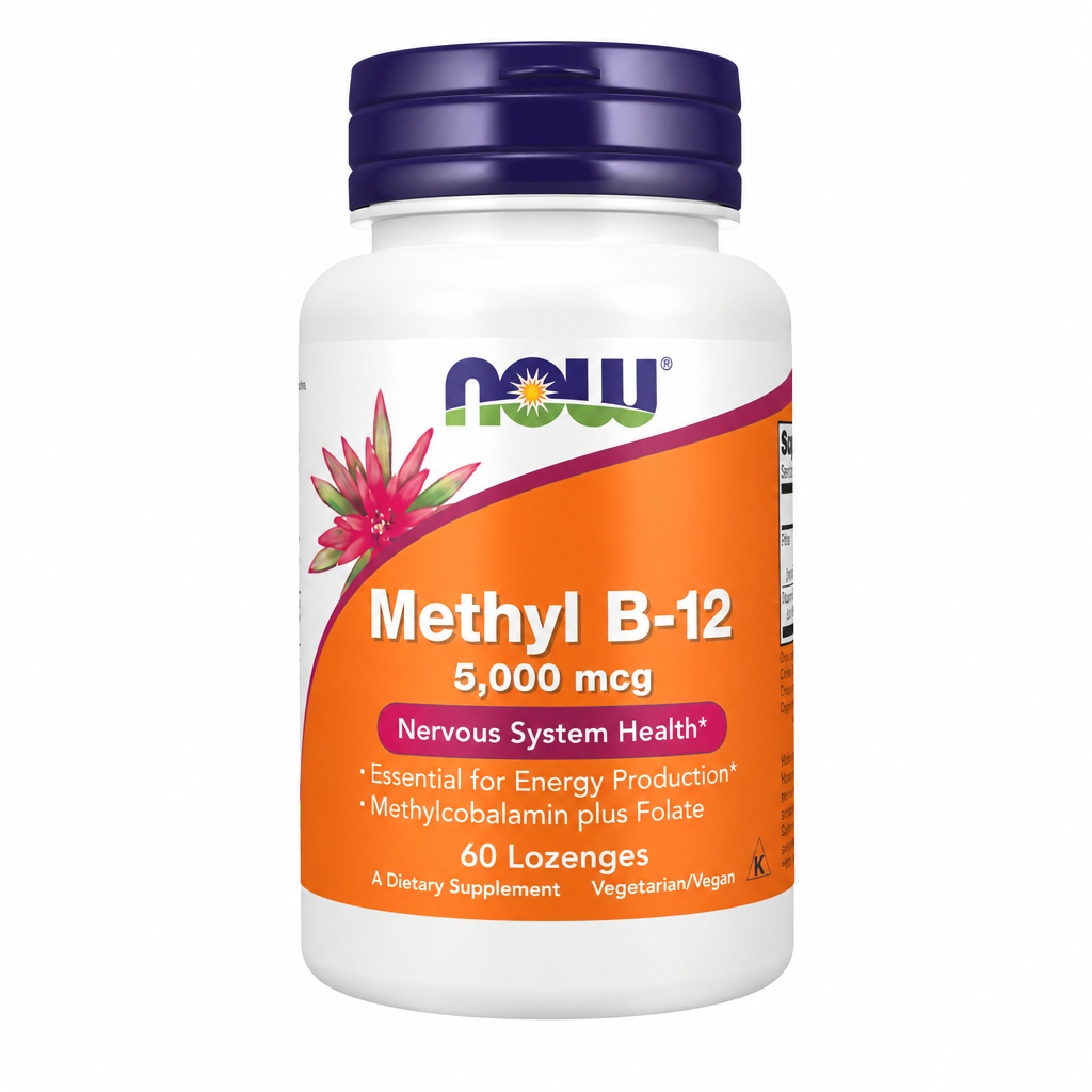 Metil B-12 com Ácido Fólico 5000mcg - NOW Foods - 60 Pastilhas