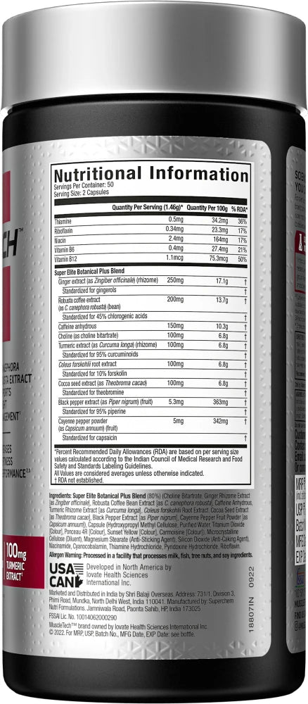 Hydroxycut Hardcore Super Elite - 100 Cápsulas - Muscletech - Termogénico