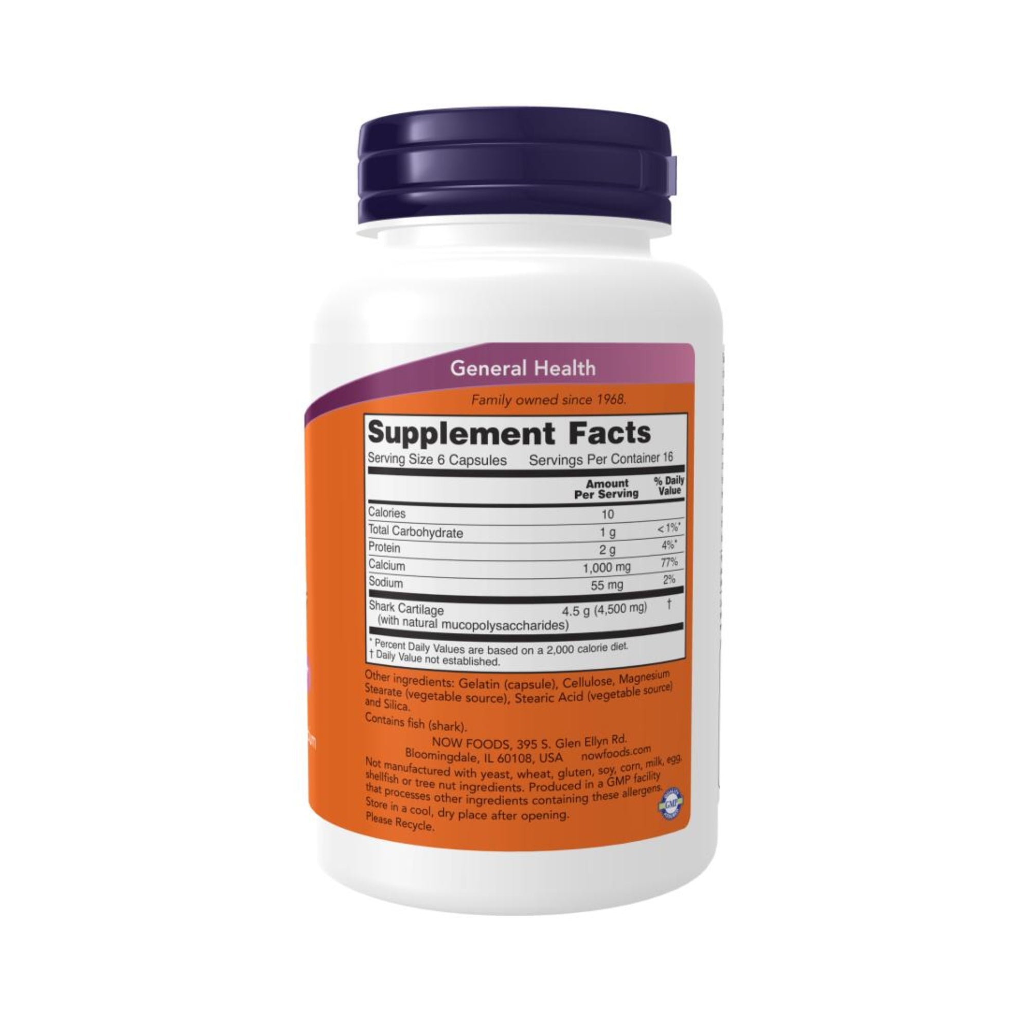 Cartilagem de Tubarão 750 mg - NOW Foods - 100 Cápsulas