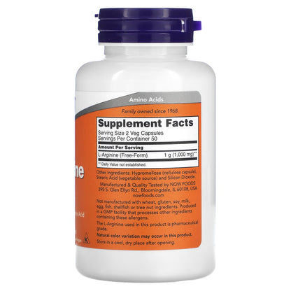 Now Foods, L-Arginina 500 mg, 100 Cápsulas