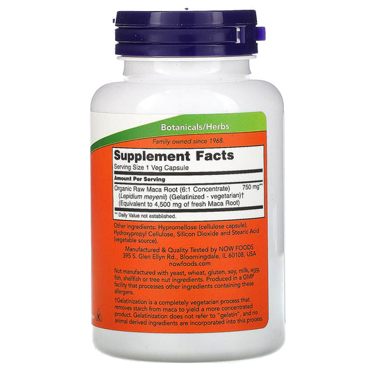 Maca Crua 750 mg - 90 cápsulas - NOW Foods