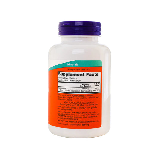 NOW Foods, Magnésio Glicinato (Bisglicinato), 180 Comprimidos