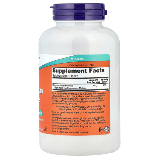 Malato de Magnésio 1000 mg - 180 Comprimidos - NOW Foods