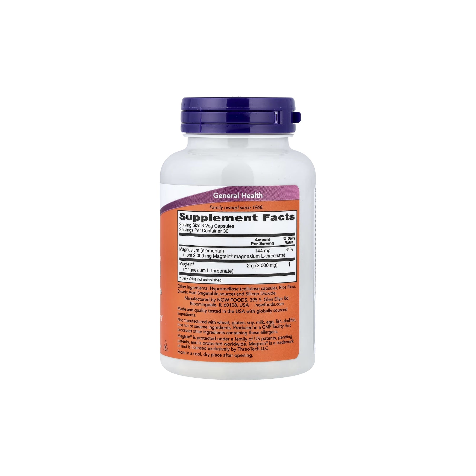 Magtein Magnésio L-Treonato - NOW Foods - 90 Cápsulas