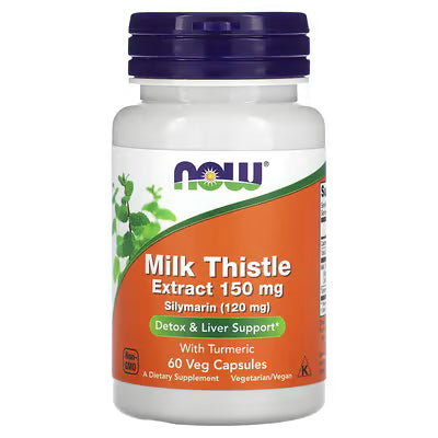 Extrato de Cardo-Mariano (Milk Thistle) com Cúrcuma 150mg, NOW Foods - 60 Cápsulas