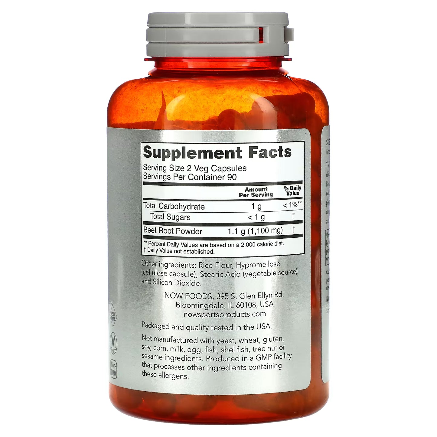 Now Sports, Beet Root (Pó de Beterraba) 550mg, 180 Cápsulas