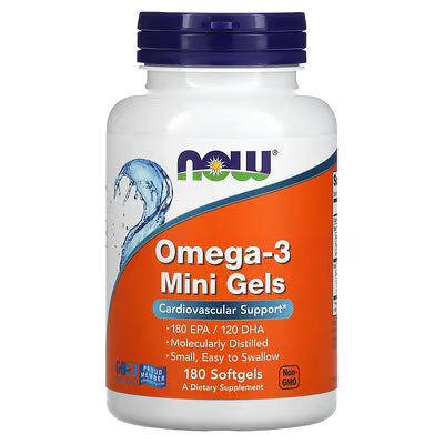 Omega 3 Mini Gels 1000mg - 180 cápsulas - NOW Foods