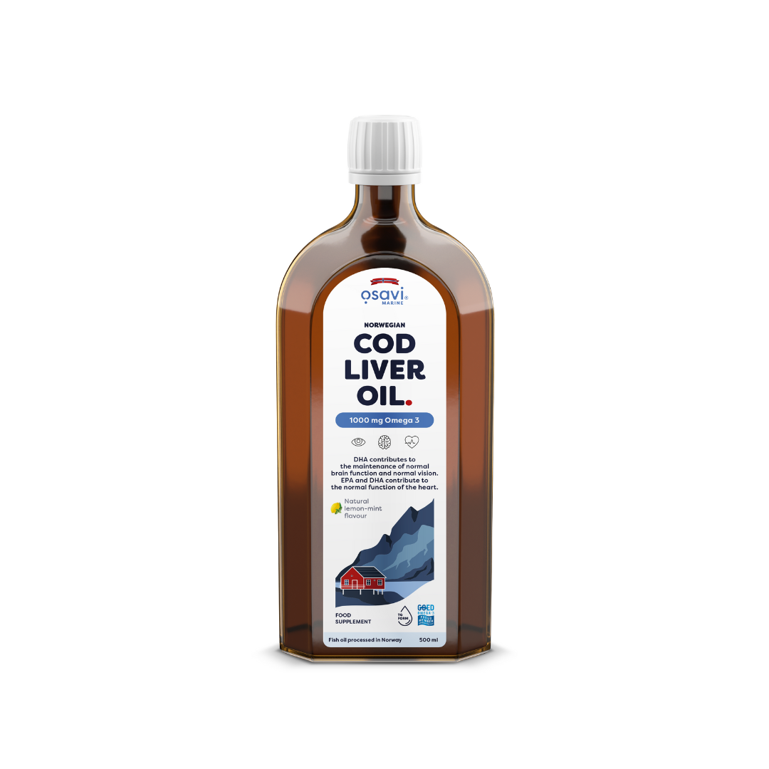 Osavi Óleo de Fígado de Bacalhau, 1000 Omega-3, limão e menta 500 ml