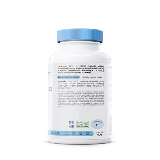 Vitamina D3 + K2 - 4000IU + 150mcg - 120 Cápsulas -  Osavi