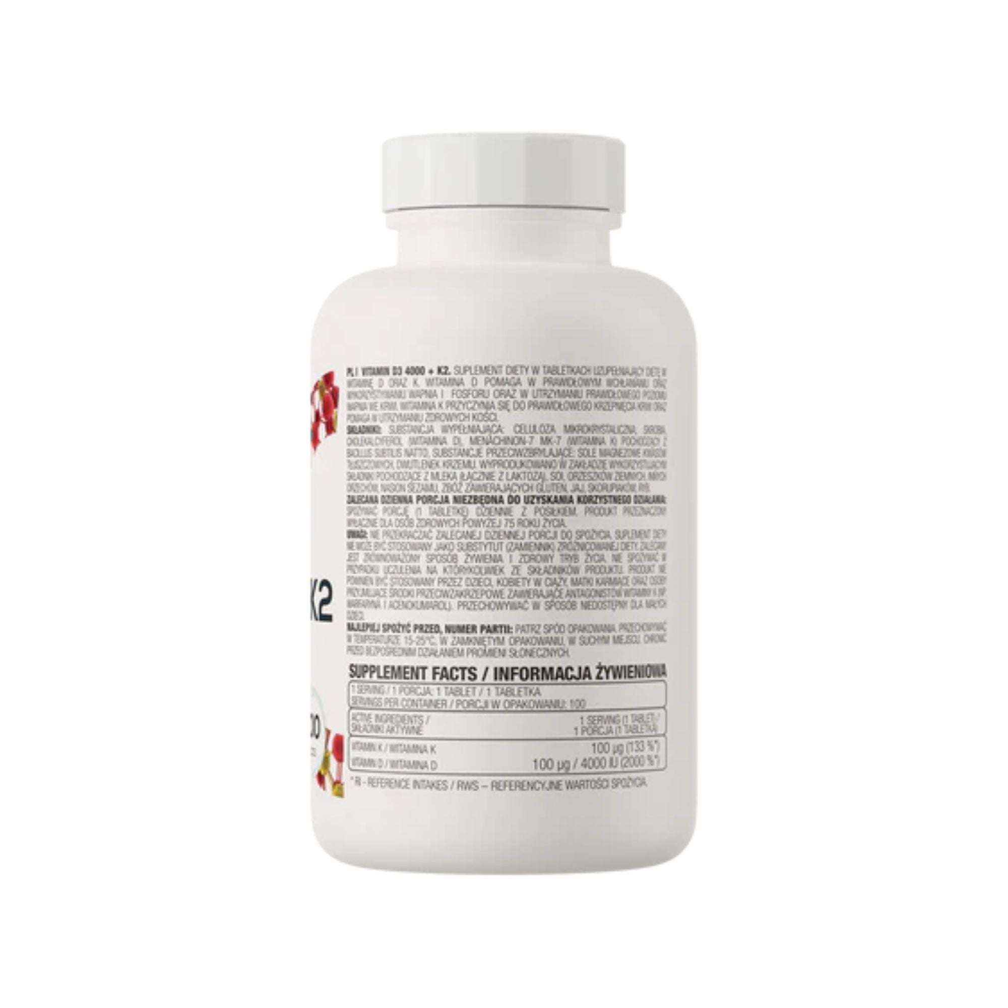 Vitamina D3 4000 IU + K2 100 mcg - Ostrovit - 100 Comprimidos