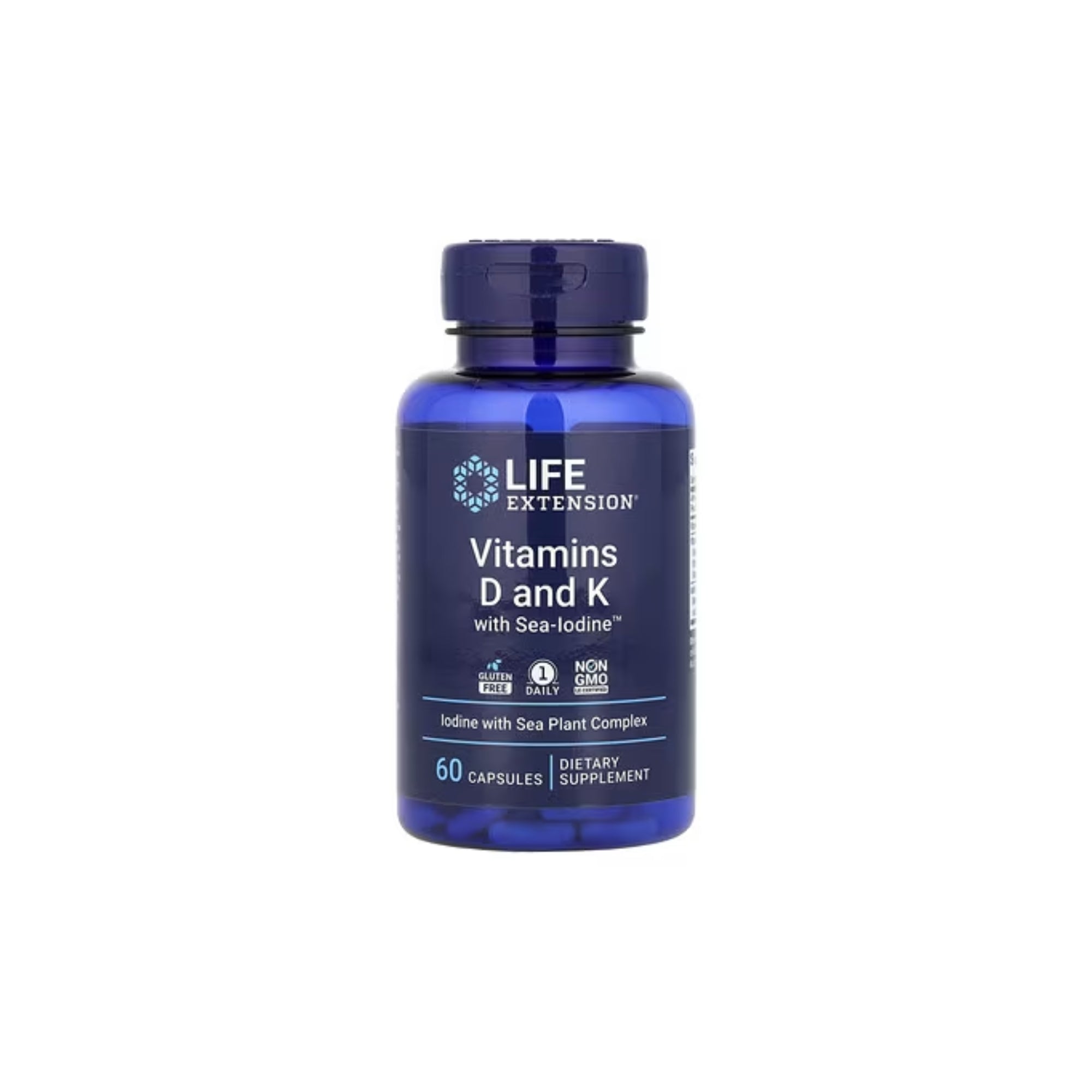 Vitaminas D e K com Iodo Marinho - Life Extension - 60 Cápsulas