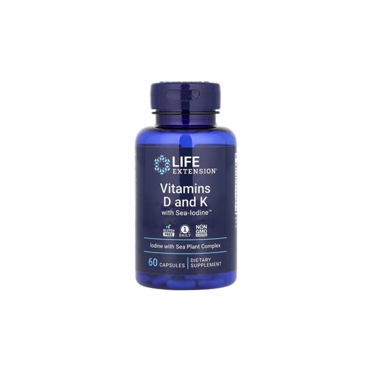 Vitaminas D e K com Iodo Marinho - Life Extension - 60 Cápsulas
