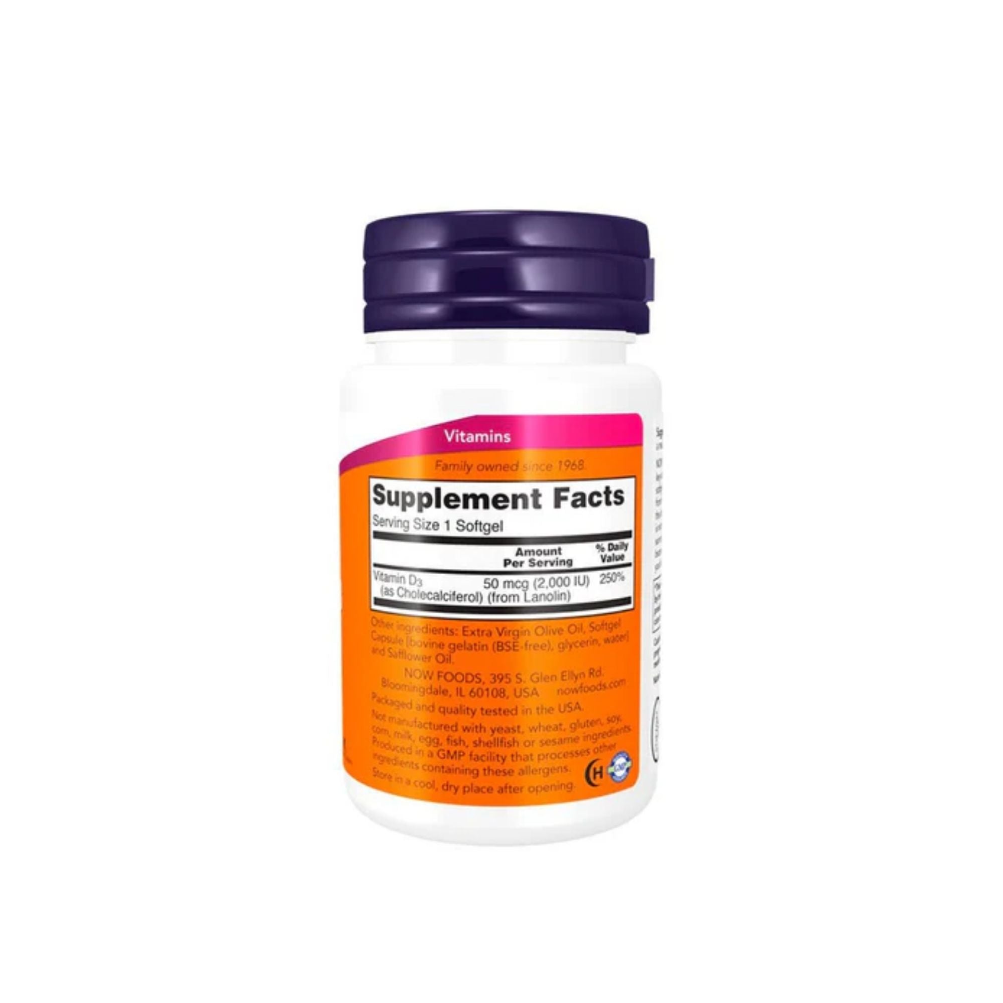 Vitamina D3 2000 IU – NOW Foods – 120 Softgels
